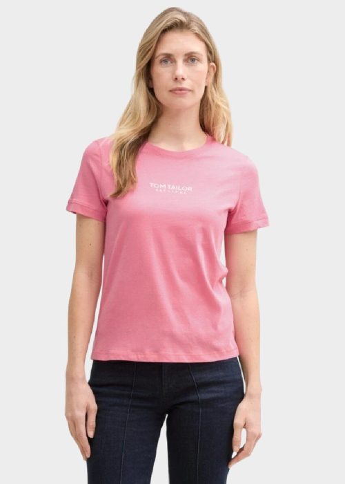 Tom Tailor ženska majica roza 1045543 15116 prednja strana sa modelom do struka